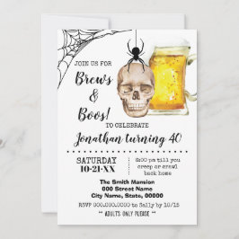 Invitación Brews & Boos Halloween Cerveza al cráneo de cumple