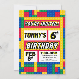 Invitación Brick Builder Customizable Birthday Invitation
