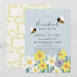Invitación Brida a Bee Daffodil Blue Drive-by Bridal Shower