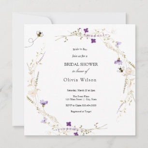 Invitación Brida a la ducha de flores silvestres de Bee Laven