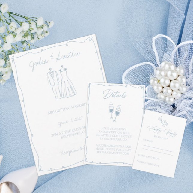 Invitación Brida azul claro y Boda de Groom (Subido por el creador)