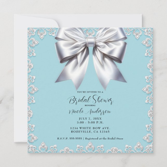 Invitación Brida azul grande de vaca blanca del huevo de Robi (Anverso)