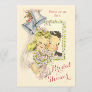 Invitación Brida retro caprichosa y ducha de novia Groom