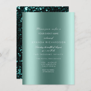 Invitación Brida Verde azulada de la Spark Metallic Black Seq