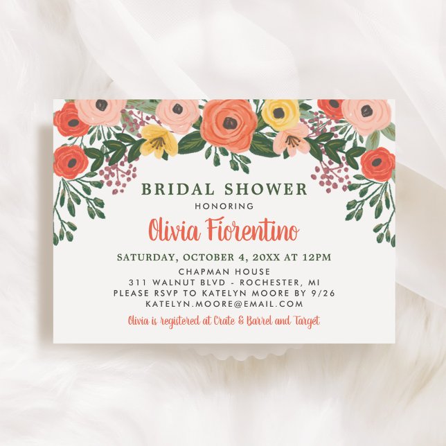 Invitación Bridal Boda floral de Rubor Coral (Subido por el creador)
