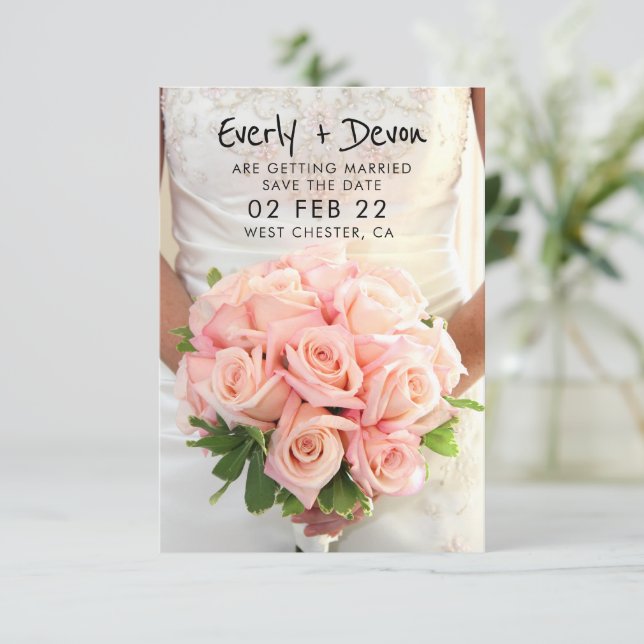 Invitación Bridal Bouquet Salve La Fecha (Anverso de pie)