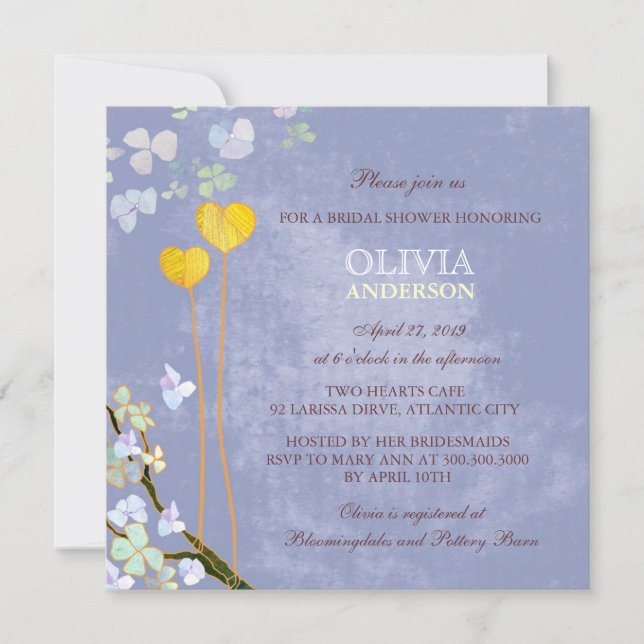 Invitación Bridal Bridal Blue Bridal Shower (Anverso)