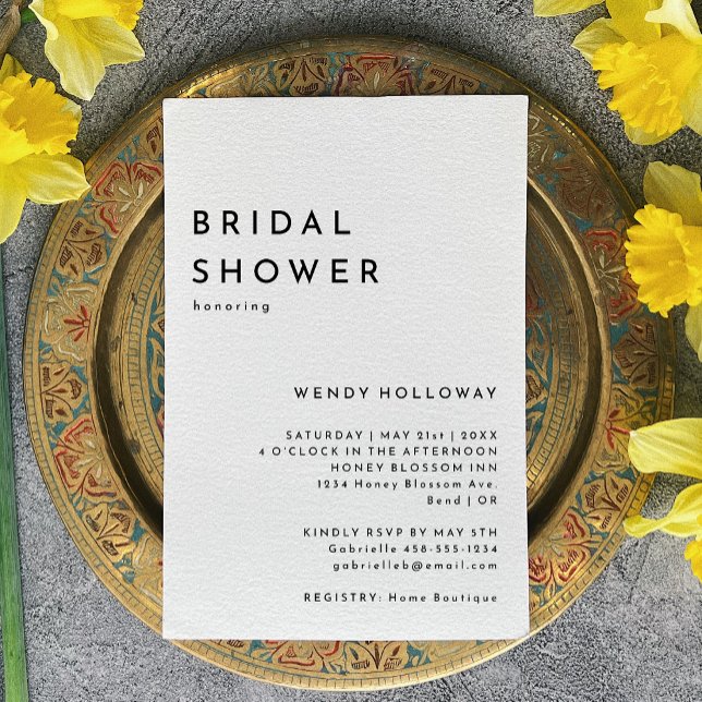 Invitación Bridal Bridal Bridal Bridal Blanco Moderno (Subido por el creador)