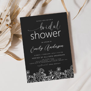 Invitación Bridal Bridal Shower Black White Elegant