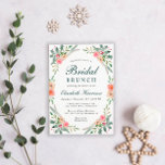 Invitación Bridal Brunch Christmas Floral Watercolor<br><div class="desc">An elegant Christmas season bridal holiday brunch invitation featuring delicate watercolor bouquets of pink and coral florals in winter greenery,  a pretty dark green script and simple modern typography. You can personalize the event (bridal shower,  lunch,  etc.).</div>