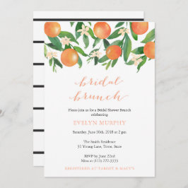 Invitación Bridal Brunch Citrus Charcoal Stripes