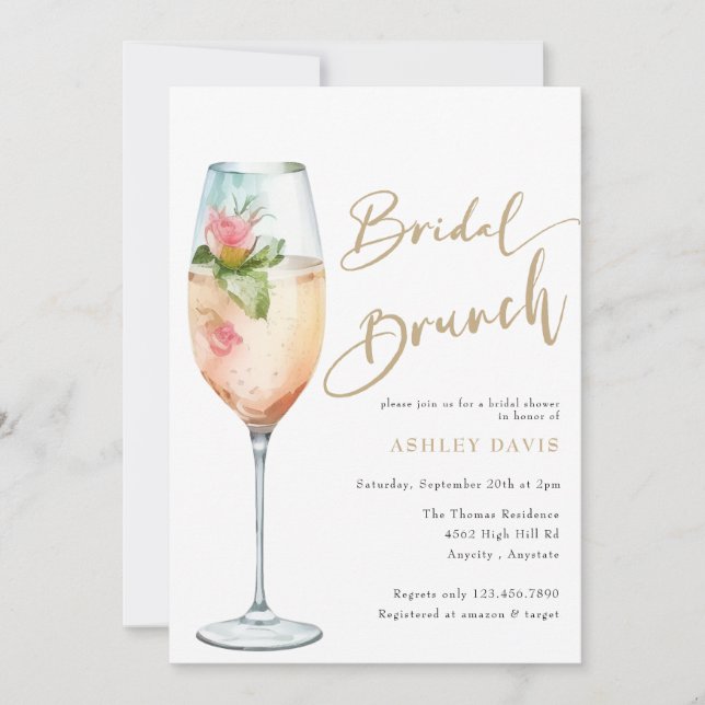 Invitación Bridal Brunch | Ducha de novias con burbujas (Anverso)