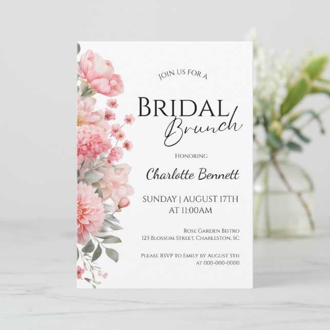 Invitación Bridal Brunch Invitation • Floral Wedding Shower (Anverso de pie)