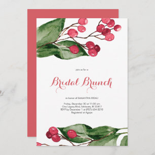 Invitación Bridal Brunch Watercolor Berries Navidades Fiesta
