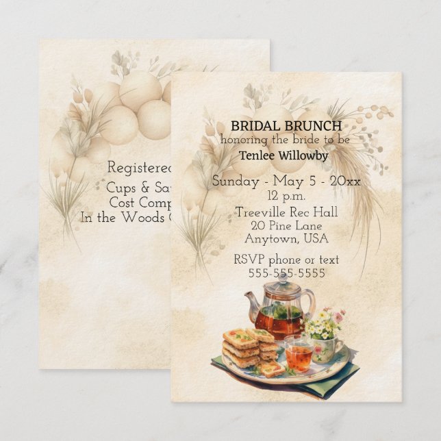 Invitación Bridal Brunch Wedding Shower Invitation (Anverso / Reverso)