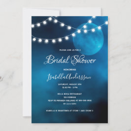 Invitación Bridal ducha luna azul luces de hadas románticas