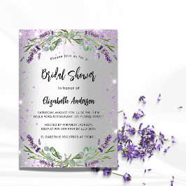 Invitación Bridal Ducha plata lavanda eucalipto lujo