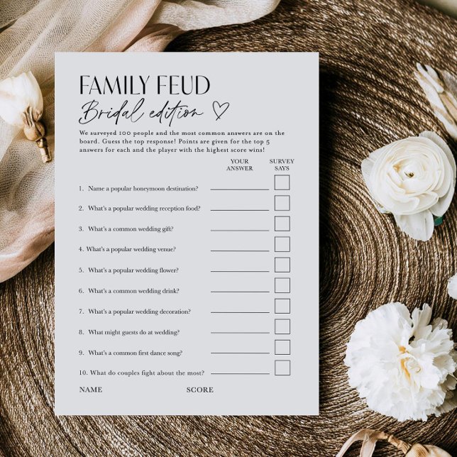 Invitación Bridal Feud Popular TV Game Show Trivia Card (Subido por el creador)
