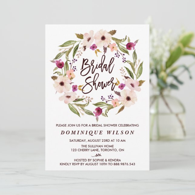 Invitación Bridal Floral Fantástica y caprichosa (Anverso de pie)
