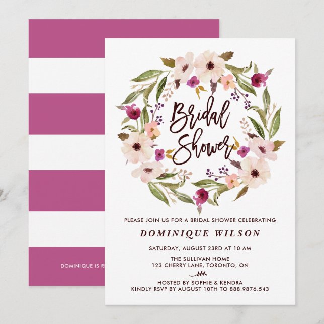 Invitación Bridal Floral Fantástica y caprichosa (Anverso / Reverso)