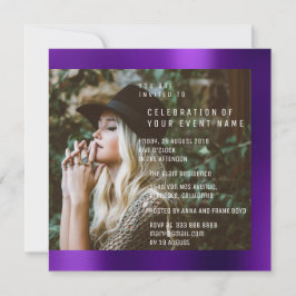 Invitación Bridal Foto Graduación Partido Purple Plum Metálic