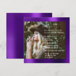 Invitación Bridal Foto Graduación Partido Purple Plum Metálic
