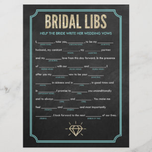 Invitación Bridal Libs Bachelorette Party Game Card (azul)