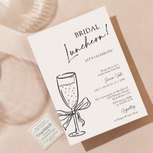 Invitación Bridal Luncheon Champagne Black Bow Bridal Shower