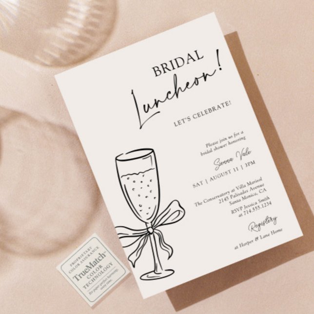 Invitación Bridal Luncheon Champagne Black Bow Bridal Shower (Subido por el creador)