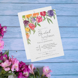 Invitación Bridal Luncheon de Tulipanes Luminosos y Verdor
