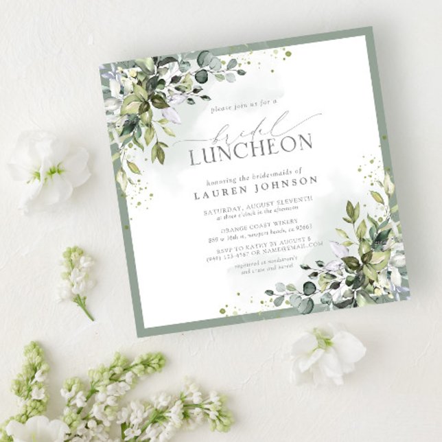 Invitación Bridal Luncheon Floral Dusty Blue Eucalyptus (Subido por el creador)