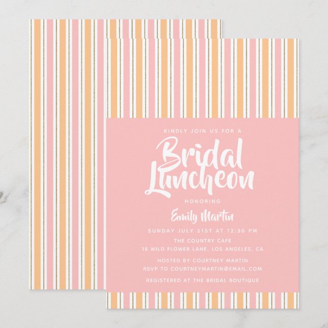 Invitación Bridal Luncheon Moderno Oro Rosado Ducha De Novias (Anverso / Reverso)