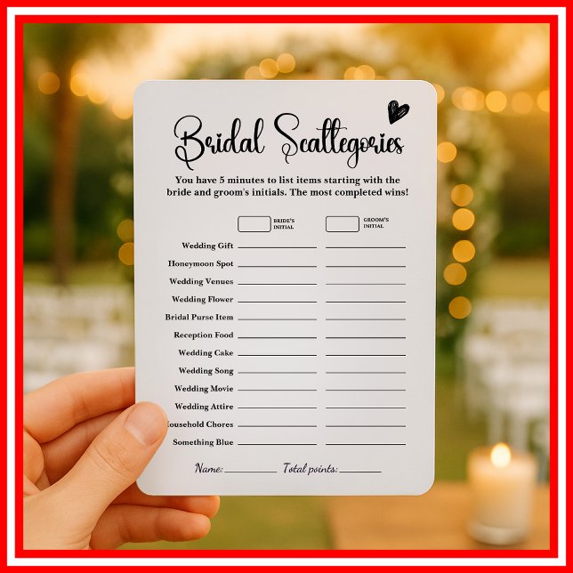 Invitación Bridal Scattegories Bridal Shower Game Elegante Di (Subido por el creador)