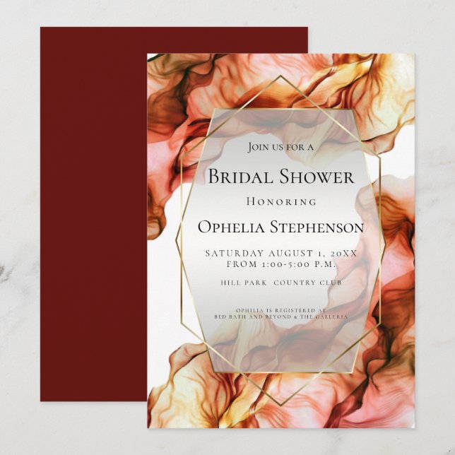 Invitación BRIDAL SHOWER | Abstract Watercolor Autumn Colours (Anverso / Reverso)