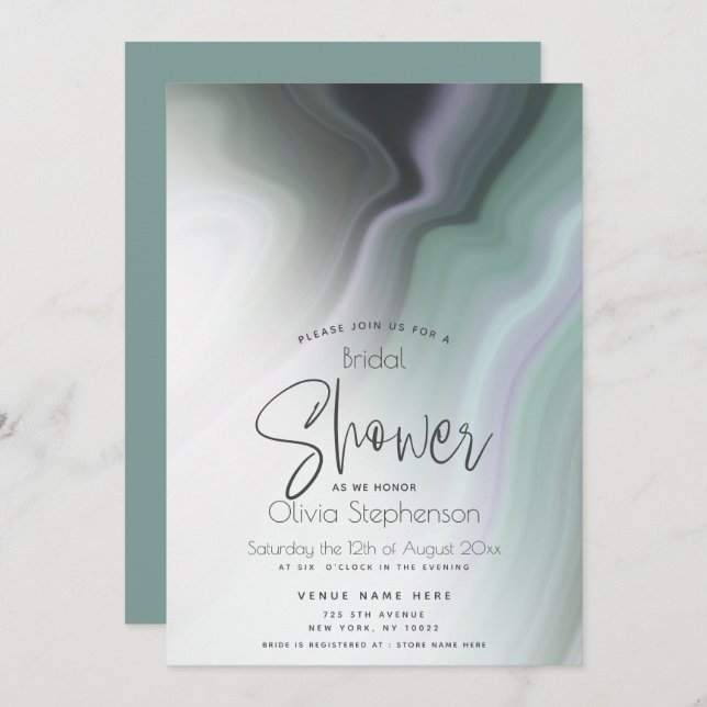 Invitación BRIDAL SHOWER | Abstracto Dusty Sage y Violet