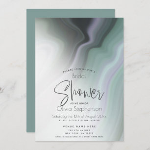 Invitación BRIDAL SHOWER   Abstracto Dusty Sage y Violet