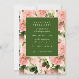 Invitación BRIDAL SHOWER Antiguos Rosas de repollo
