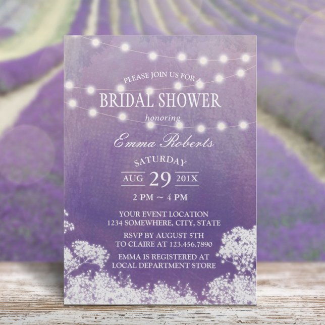 Invitación Bridal Shower Baby's Breath Watercolor púrpura (Subido por el creador)