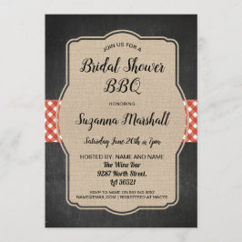 Invitación Bridal Shower BBQ Invite a Red Gingham Burlap Invi