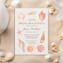 Invitación Bridal Shower Beach Fiesta Seasheles rosas