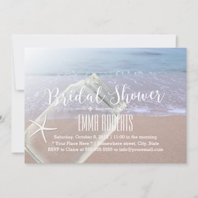 Invitación Bridal Shower Beach Wedding Starfish & Mason Jar (Anverso)