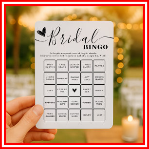 Invitación Bridal Shower Bingo Boda Elegante Caligrafía