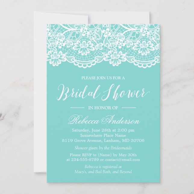 Invitación Bridal Shower Blue Elegance Pattern (Anverso)