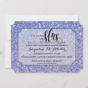 Invitación Bridal Shower Blue Purpurina Futuro Sra. Ticket