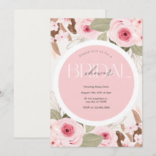 Invitación Bridal Shower Boda floral rosa
