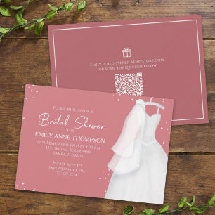 Invitación Bridal Shower Bride Boda Vintage Gown QR Code