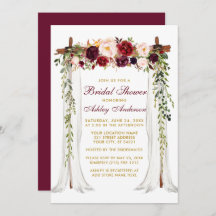 Bridal Shower Burgundy Floral Canopy Gold