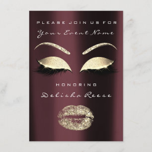 Invitación Bridal Shower Burgundy Maroon Gold Gray Purpurina