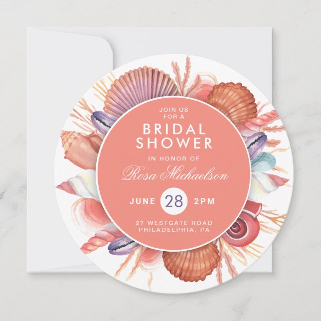 Invitación BRIDAL SHOWER | Caminatas acuáticas Pastel (Anverso)