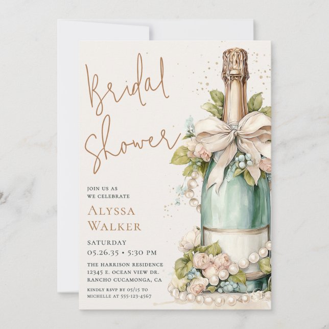Invitación Bridal Shower Champagne Bottle (Anverso)